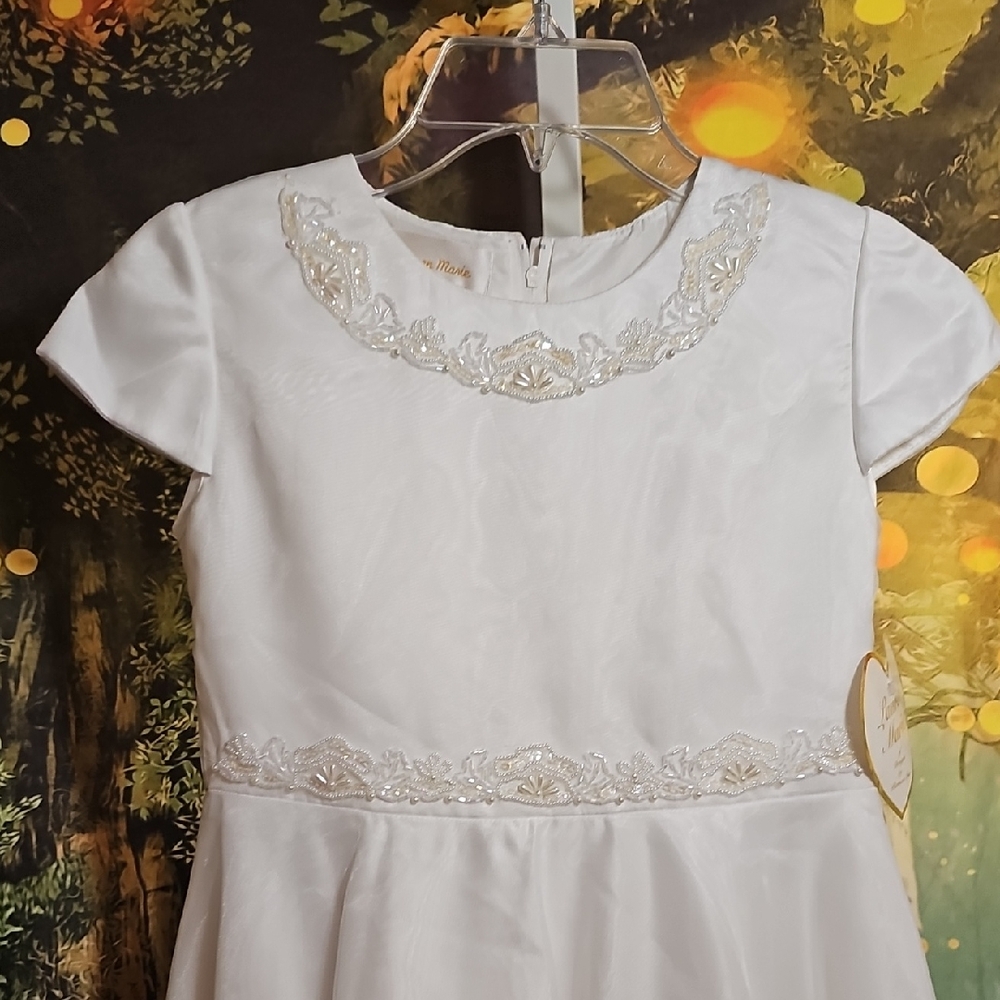 Elegant White Girls Dress SZ 14 Communion Baptism Wedding